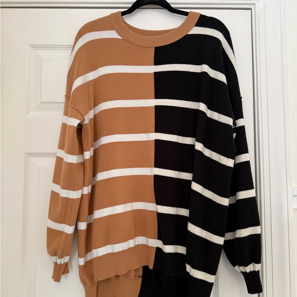 Amazon Tan and Black Striped Sweater